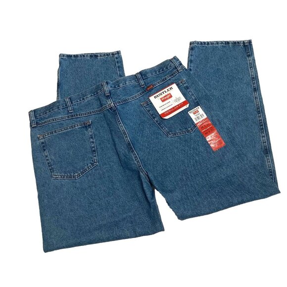 Rustler From Wrangler Men’s Regular Fit Straight Leg Blue Jeans 44X30 NWT - Picture 1 of 5